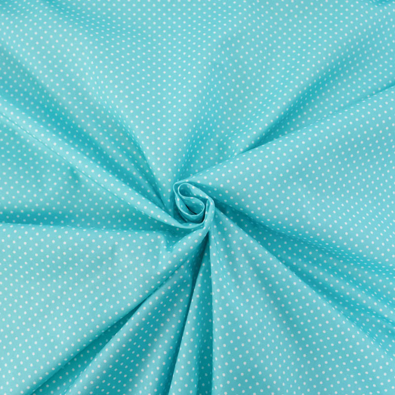 Turquoise Mini Polka Dot Cotton Poplin - Maison Klem